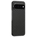 THINBORNE Carbon Fiber Pixel 11 Pro XL Case, back view installed on Google Pixel 11 Pro , precise camera cutout, diagonal weave aramid fiber slim hard phone cover