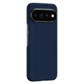Navy blue grid aramid Pixel 11 Pro Case outer side display. Precise camera frame and side button cutouts, matte textured surface for anti-slip and anti-fingerprint use.