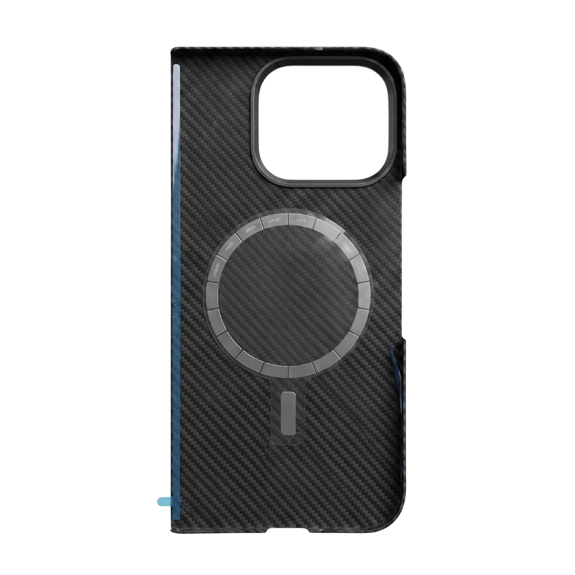 Inner back panel of Pixel 11 Pro Fold magnetic case, built-in MagSafe magnet ring, carbon fiber fold rear shell with adhesive strips