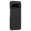 THINBORNE Carbon Fiber Pixel 11 Pro XL Case, back view installed on Google Pixel 11 Pro XL, precise camera cutout, diagonal weave aramid fiber slim hard phone cover