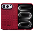 Thinborne iPhone Duo Case, crimson red aramid fiber foldable phone case, carbon fiber texture protective cover for iPhone Duo fold smartphone