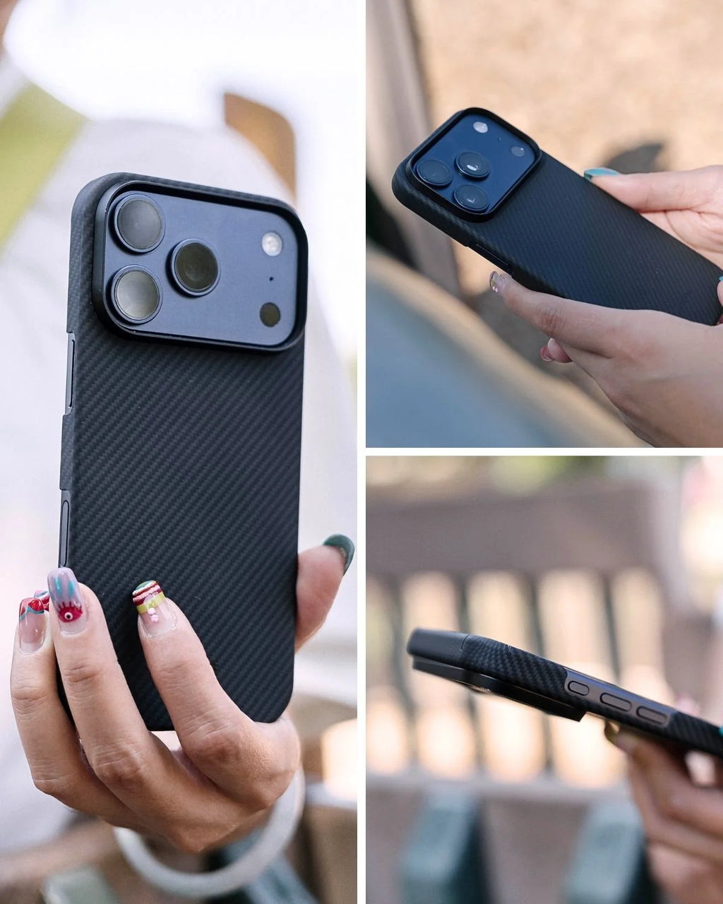 iPhone 18 Pro Case with raised camera protection, black aramid fiber slim shell