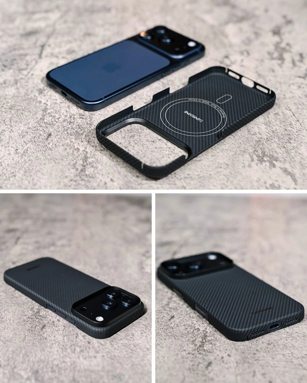 Thinborne iPhone 18 Pro Case, lightweight black aramid fiber magnetic protective shell