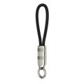 Ultra Short Keychain Cable, compact braided USB cable with metal keyring, portable mini charging lanyard cable, white background product shot
